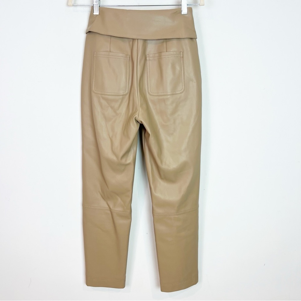 JONATHAN SIMKHAI TESSA TAN FAUX LEATHER PANTS WITH TIE BELT WOMENS SZ 2 - Picture 5 of 7